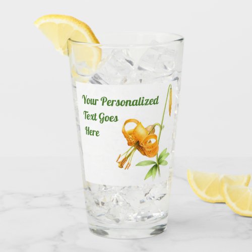 Orange Tiger Lily Personalized Glass