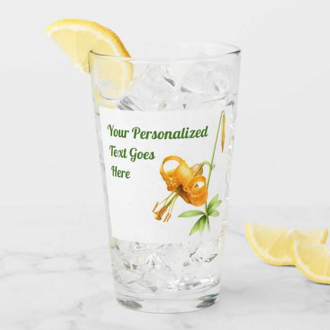 Orange Tiger Lily Personalized Glass (Front Ice)
