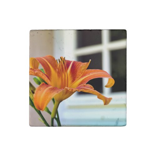 Orange Tiger Lily Stone Magnet