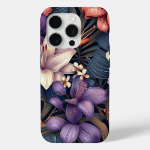 Orange Tiger Lily Tropical Design iPhone 15 Pro Case