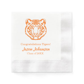 Orange Tiger Mascot School Graduation Napkin