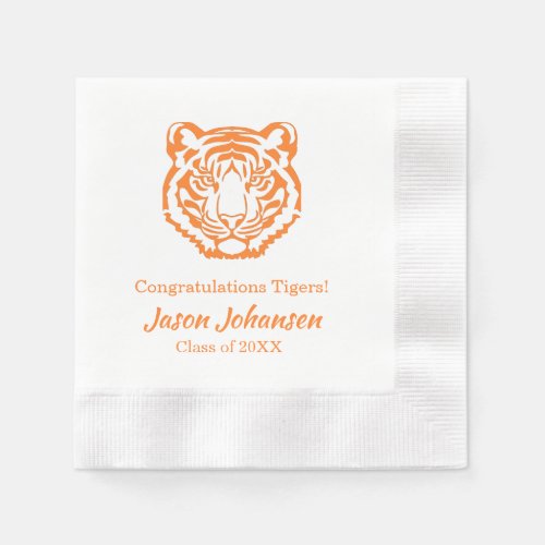 Orange Tiger Mascot School Graduation Napkin