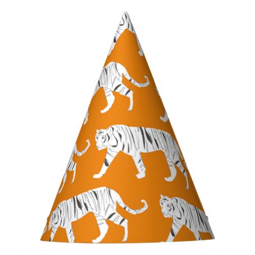 Orange Tiger Print Party Hat