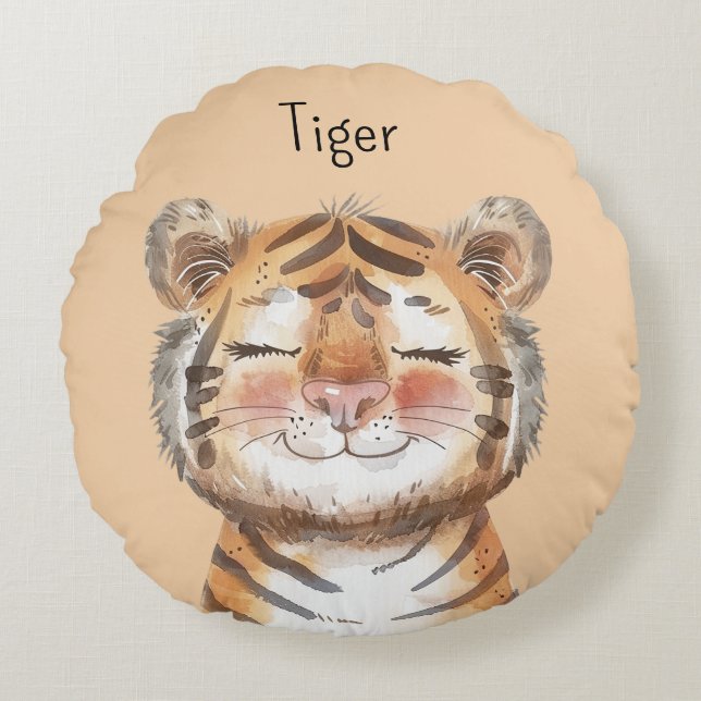 Orange Tiger Round Pillow (Front)