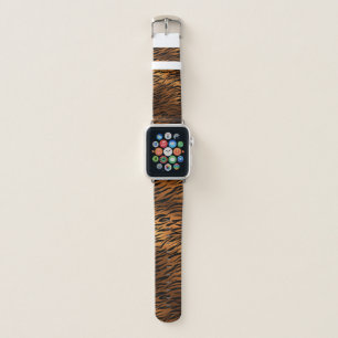 Orange Tiger Stripe Metallic Fur Apple Watch Band