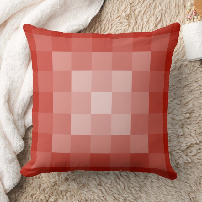 Orange Tints Square Pixel Tile Pattern Throw Pillow (Blanket)