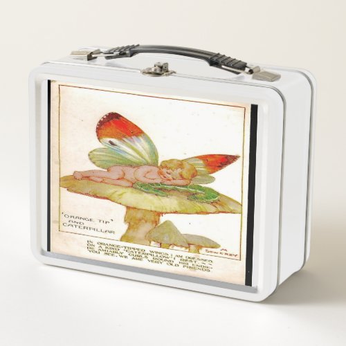 Orange Tip and Caterpillar Metal Lunch Box