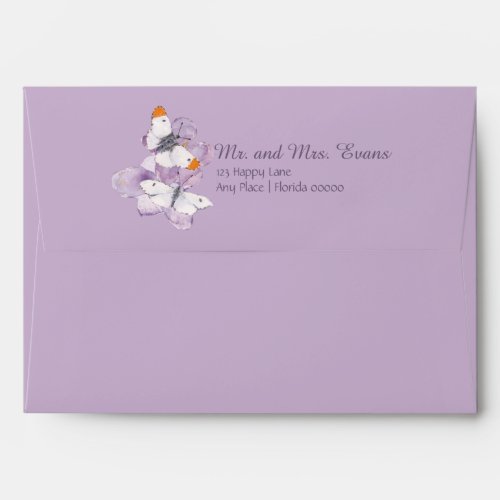 Orange Tip Butterflies on Lavender Flowers Envelope