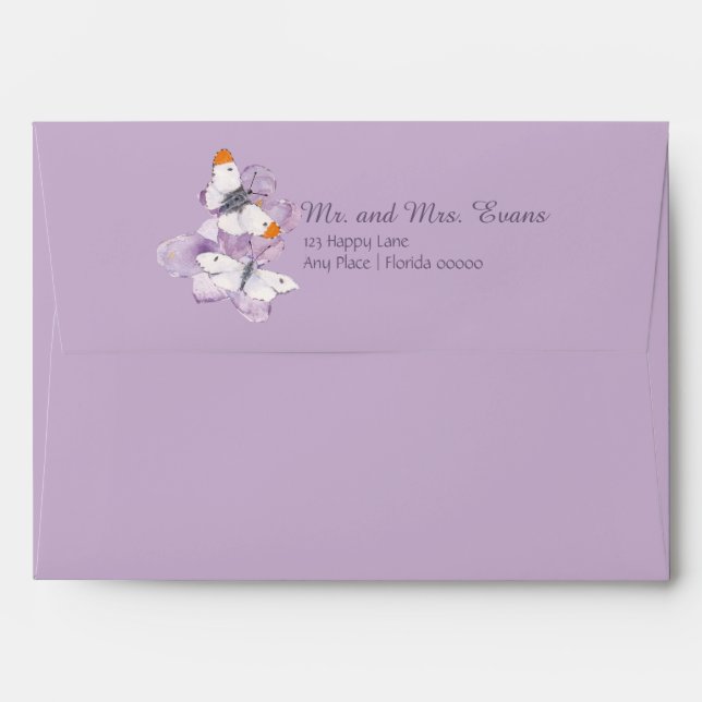 Orange Tip Butterflies on Lavender Flowers Envelope (Back (Top Flap))