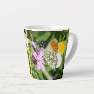 Orange Tip Butterfly Design Latte Mug