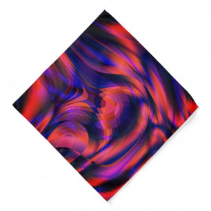 Orange to dark blue plaid twisted in fractal style bandana