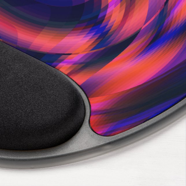 Orange to dark blue plaid twisted in fractal style gel mouse pad (Right Side)