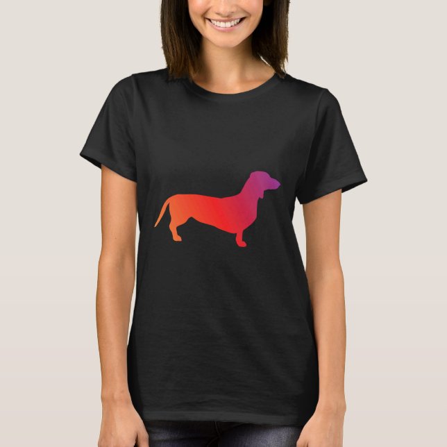 Orange To Purple Gradient Dachshund T-Shirt (Front)