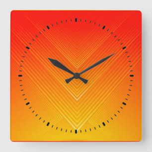 Orange to yellow geometric ombre square wall clock