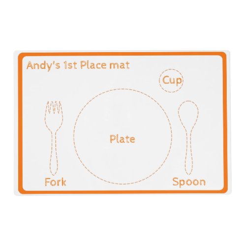 Orange Toddler Place Setting Guide Placemat