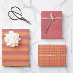 Orange Tone Wrapping Paper Set of 3 Designs