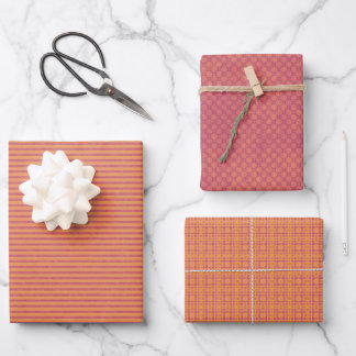Orange Tone Wrapping Paper Set of 3 Designs