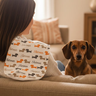 Orange Tones Dachshund Baby Burp Cloth