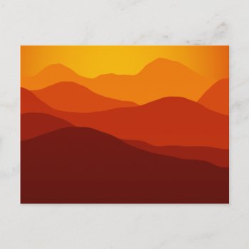 Orange Tones Sunset Over Mountain Silhouettes Postcard by biutiful at Zazzle