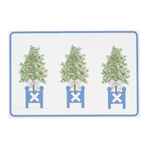 Orange Topiary Blue White Planter Box art Placemat