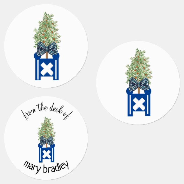 Orange Topiary Tree Garden Planter Business Labels (Group)