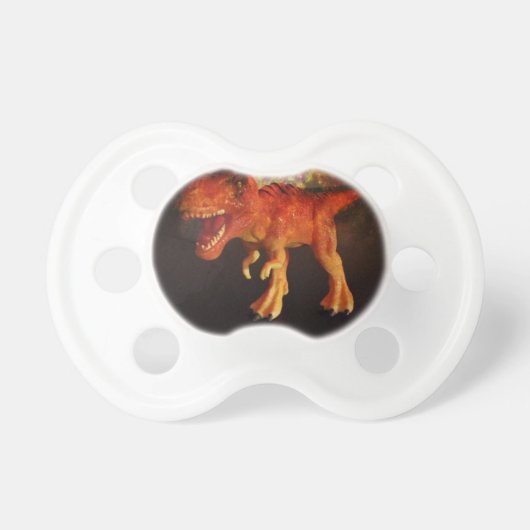 Orange Toy T-Rex Dinosaur in Space Pacifier (Front)