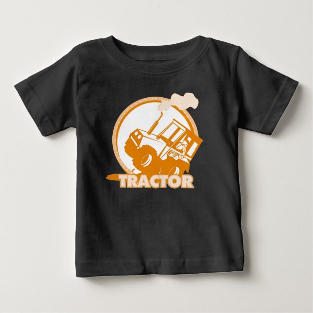 Orange Tractor Farm Machinery Baby T-Shirt (Front)