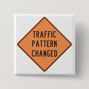 Orange Traffic Pattern Changed Road Warning Sign Button