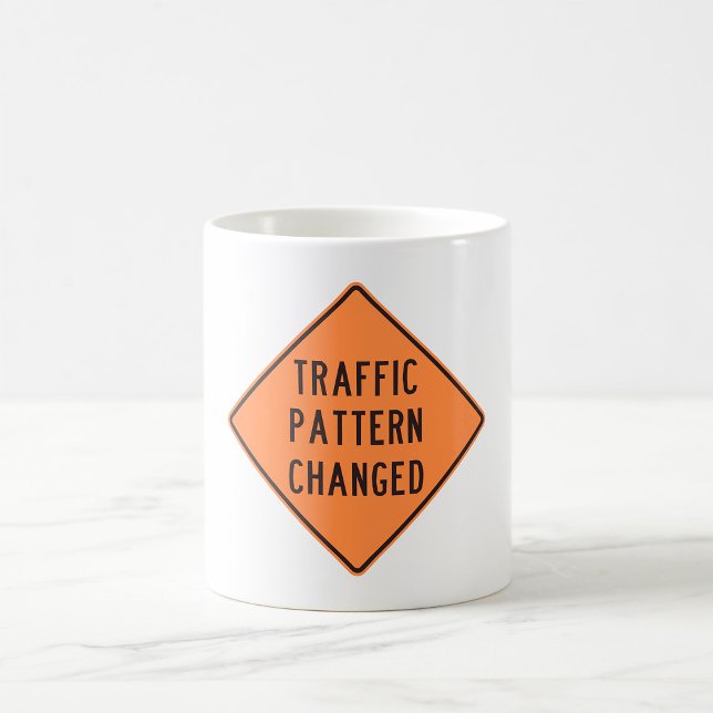 Orange Traffic Pattern Changed Road Warning Sign Coffee Mug (Creator Uploaded)
