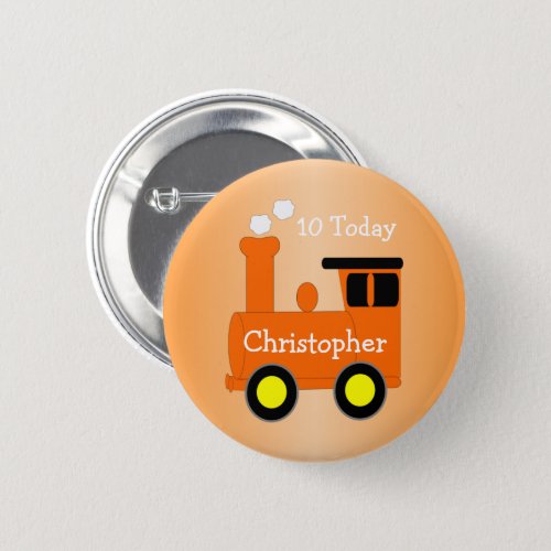 Orange Train Design Button