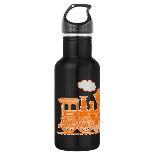 Orange train kids full name drinks bottle