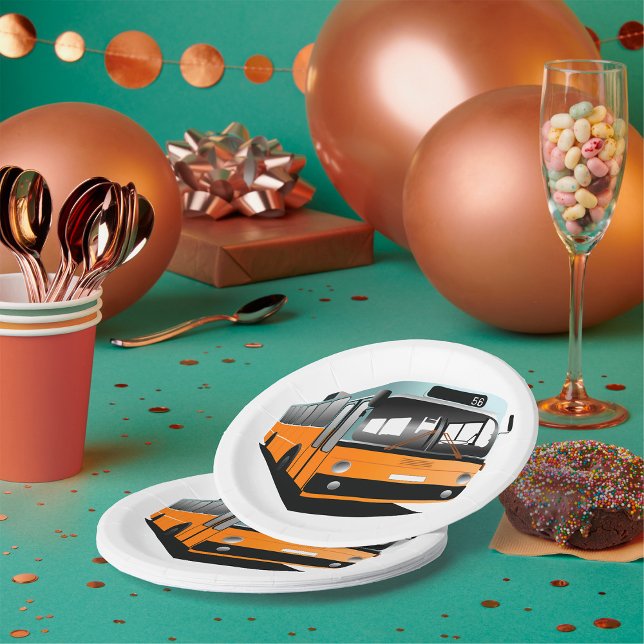 Orange Transit Bus Route 56 City Commuter Paper Plates (Creator Uploaded)