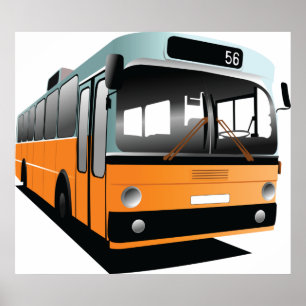 Orange Transit Bus Route 56 City Commuter Poster