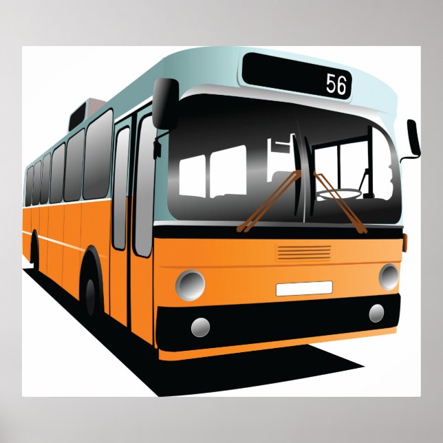 Orange Transit Bus Route 56 City Commuter Poster (Front)