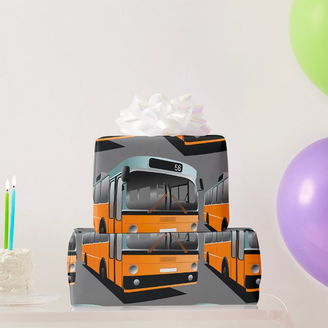 Orange Transit Bus Route 56 City Commuter Wrapping Paper (Creator Uploaded)