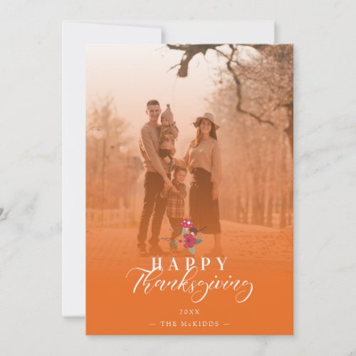Orange Transparency Thanksgiving Family Photo Holiday Card