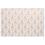 Orange Treble Clef Pattern Fabric