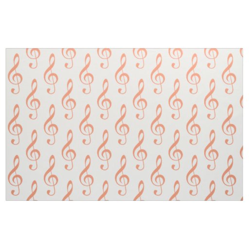Orange Treble Clef Pattern Fabric