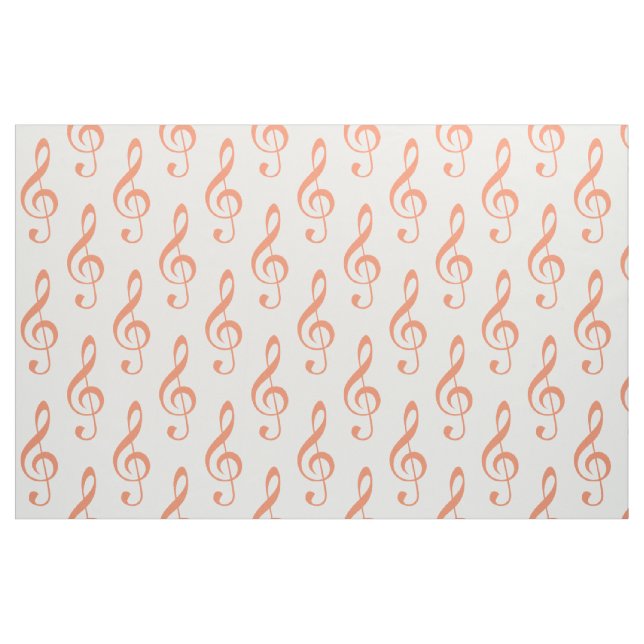 Orange Treble Clef Pattern Fabric (Fat Quarter)