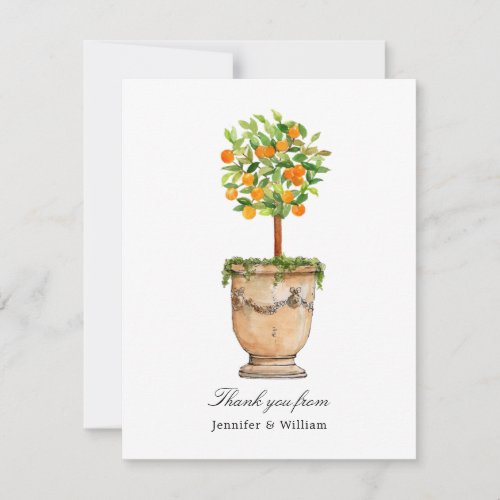 Orange tree citrus topiary folded Thank You Card