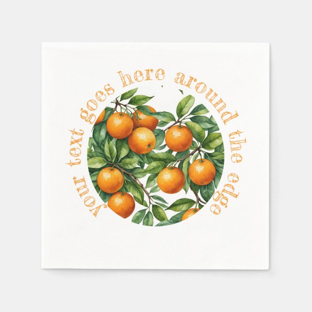 Orange tree Graphic illustration – Custom text Napkins (Front)