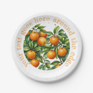 Orange tree Graphic illustration – Custom text Paper Plates
