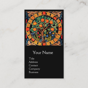 ORANGE TREE ,GREEN LEAVES,FLOWERS Floral Monogram Business Card