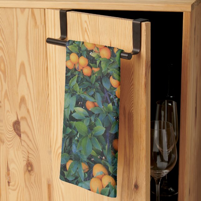 Orange Tree Green Leaves Fruits Oranges Kitchen Towel (Thirds Fold)