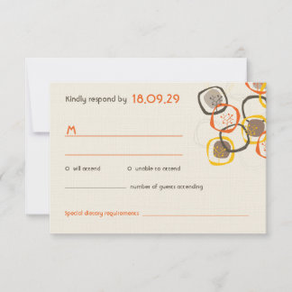 Orange Tree Rings Autumn Fall Wedding RSVP Card