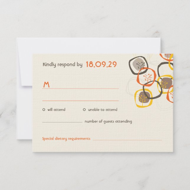 Orange Tree Rings Autumn Fall Wedding RSVP Card (Front)