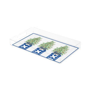 Orange tree Topiary Blue Chinoiserie Acrylic Tray