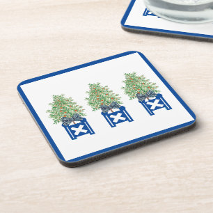 Orange tree Topiary Blue Chinoiserie Beverage Coaster
