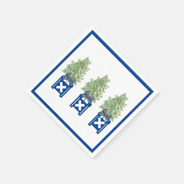 Orange tree Topiary Blue Chinoiserie  Napkins (Corner)