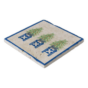 Orange tree Topiary Blue Chinoiserie Trivet